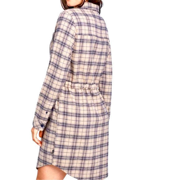 United By Blue NWOT Moraine Flannel Dress-Tan/Blue-Women’s L-Cozy/Western/Comfy - Picture 2 of 11